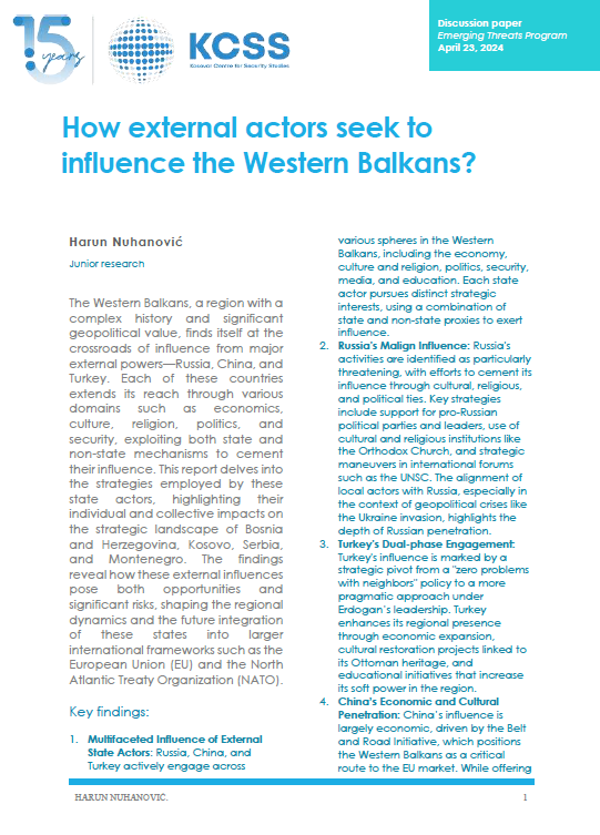 How external actors seek to influence the Western Balkans?