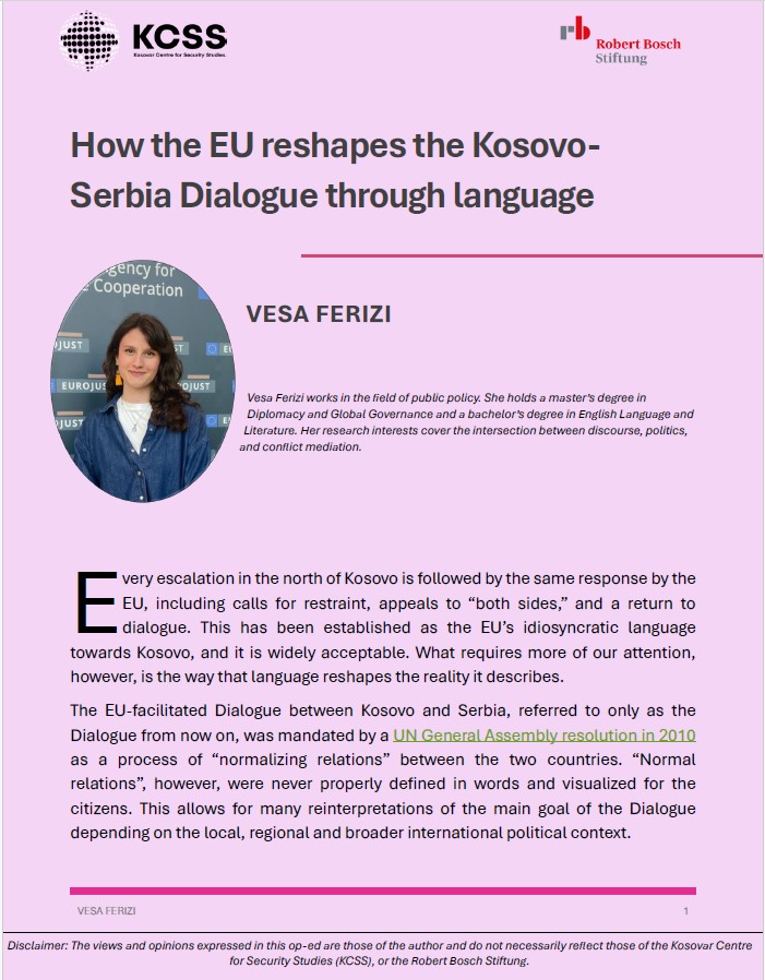 How the EU reshapes the Kosovo-Serbia Dialogue through language
