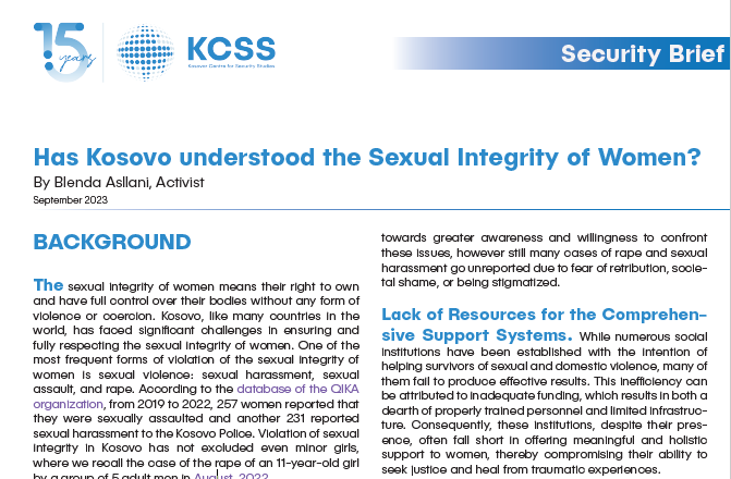 Has Kosovo understood the Sexual Integrity of Women?