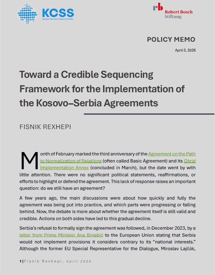 Toward a Credible Sequencing Framework for the Implementation of the Kosovo–Serbia Agreements